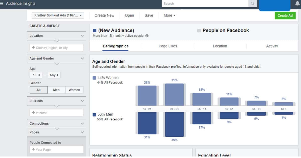 Facebook Audience insights