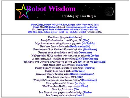 Robotwisdom.com ที่ซึ่งคำว่า weblog ถือกำเนิด